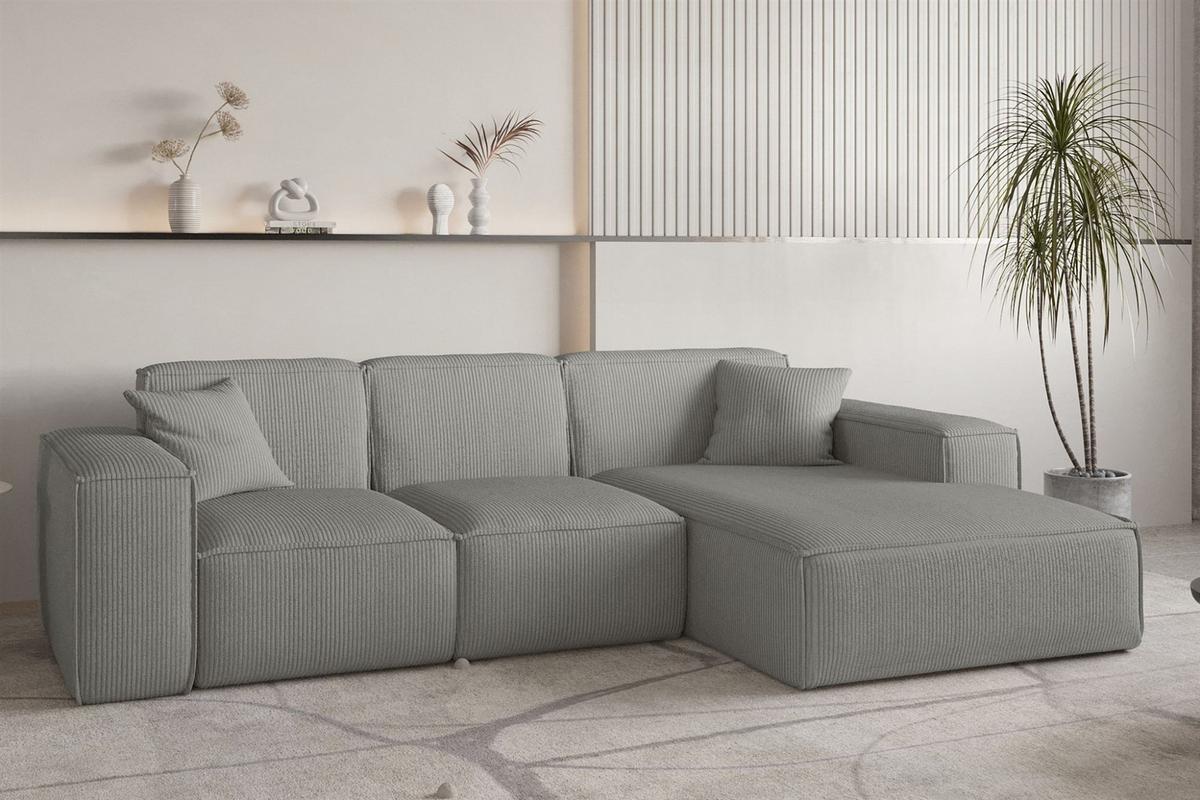 ECKSOFA Celes Premium Stoff Scala - Grau, Holzwerkstoff/Textil (266/165cm) - Fun Möbel