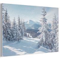 AKUSTIKBILD Winterlandschaft - Natur - Berge - Bäume - Schnee Akustikpaneele 90x60 cm - Hellblau, Kunststoff (90/60/0.9cm) - MuchoWow