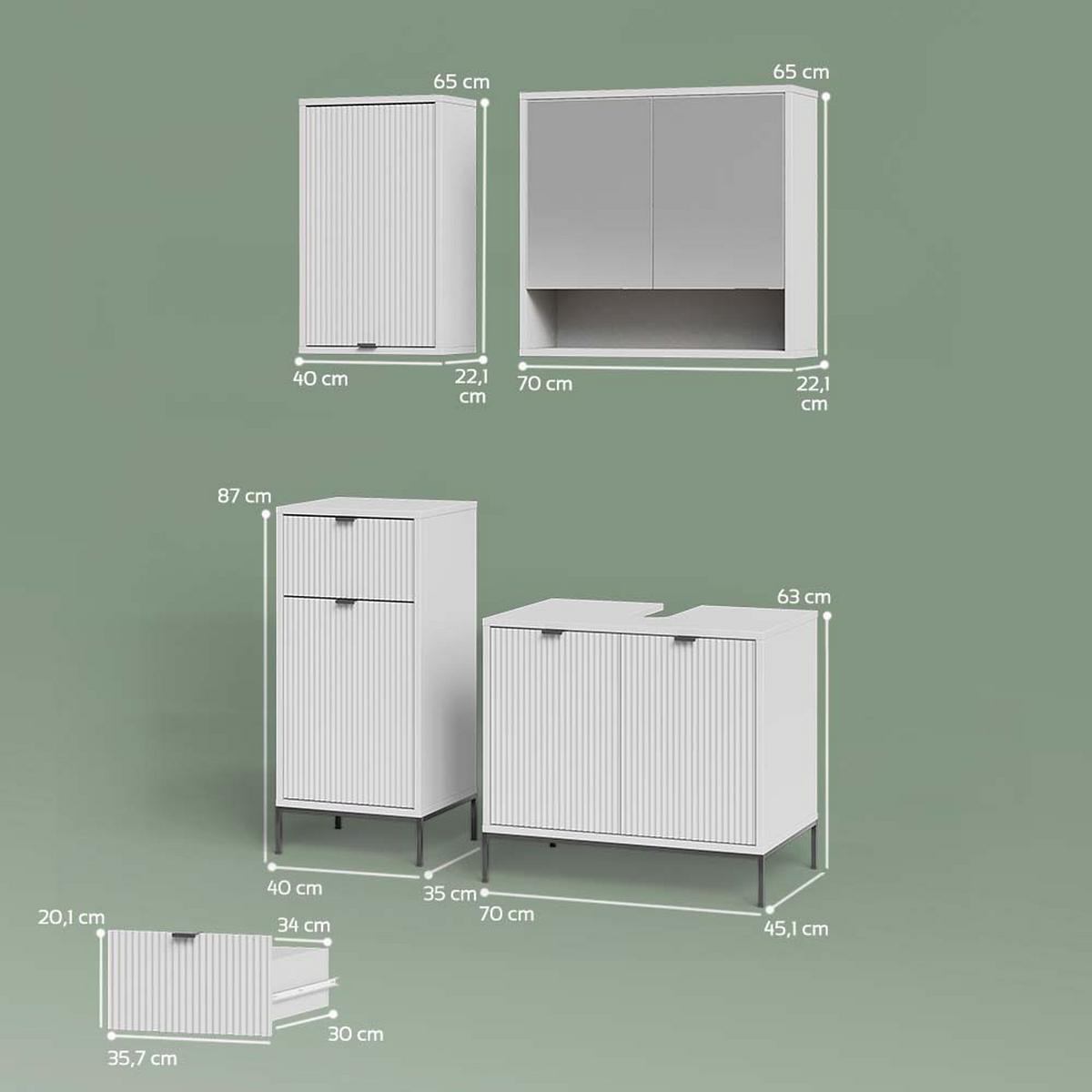 BADMÖBEL-SET ATERNO Weiß 4 Teile - Weiß, Holzwerkstoff (70/63/45cm) - Livinity®
