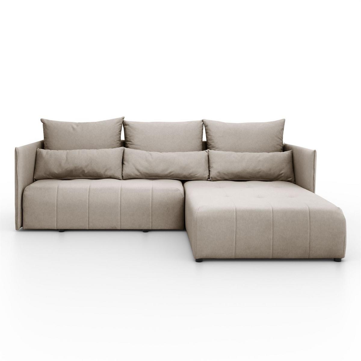 ECKSOFA APOLLO L mit Schlaffunktion und Bettkasten – rechte Seite - Beige, Textil (246/188cm) - Lookway