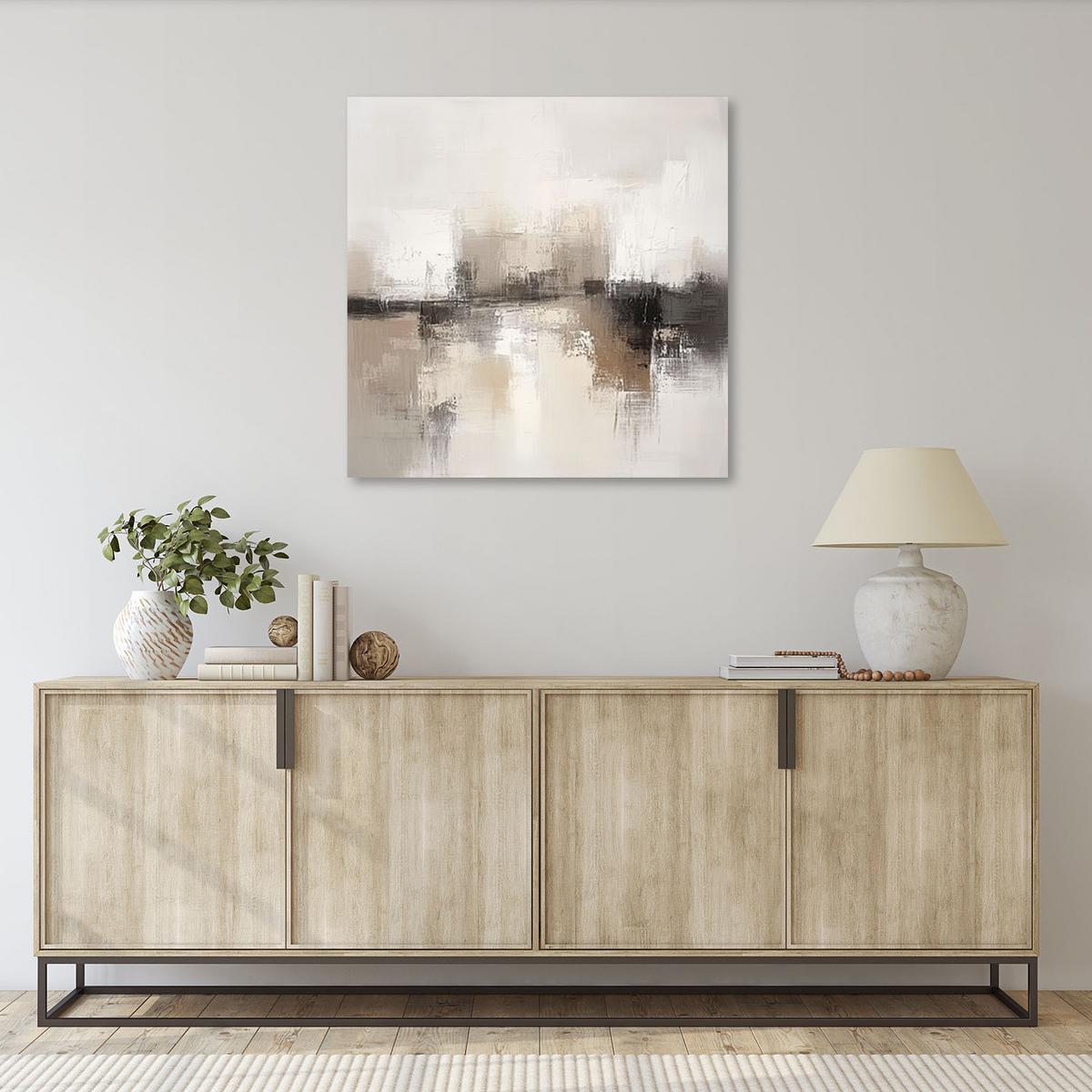 LEINWANDBILD Abstrakter beige-grauer Beton 60x60cm - Beige, Textil (60/60cm) - Feeby