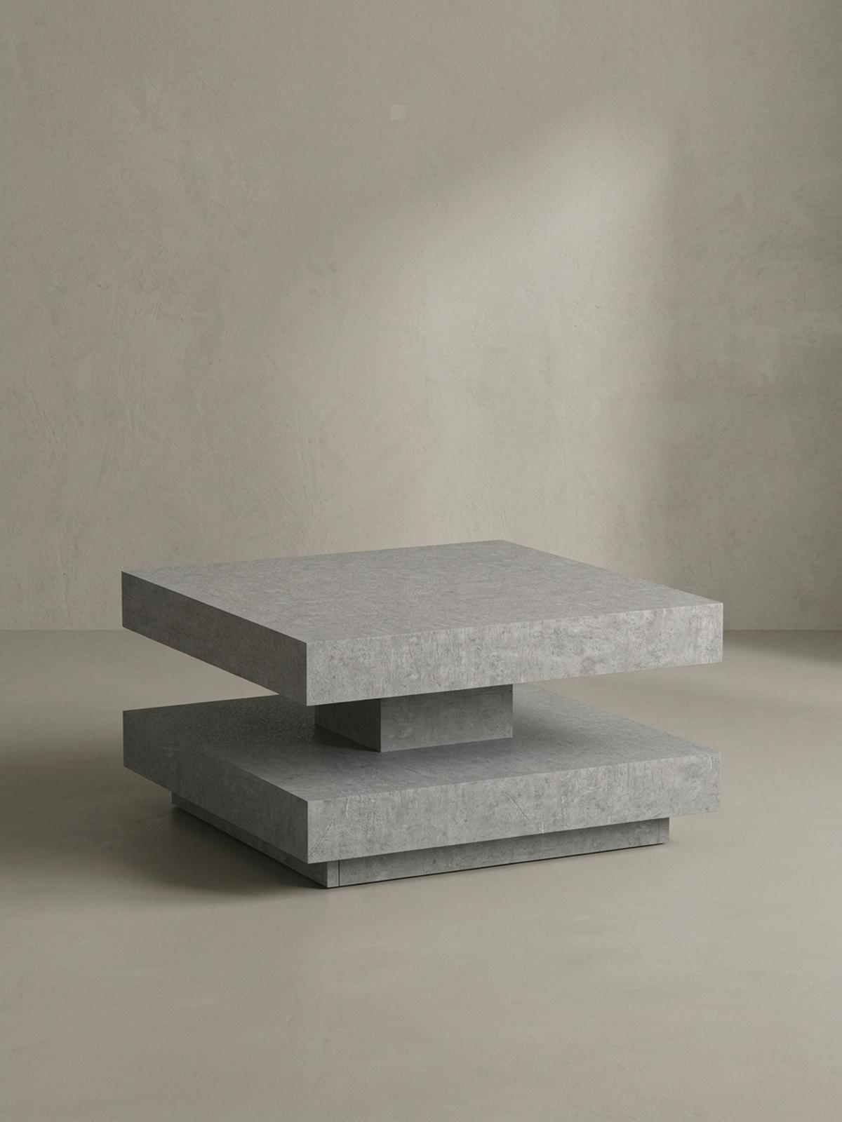COUCHTISCH in Stein-Optik mit Stauraum, Modernes Design, Quadratisch, Grau 60x60x34 cm - Grau, Holzwerkstoff (60/60/34cm) - KADIMA DESIGN