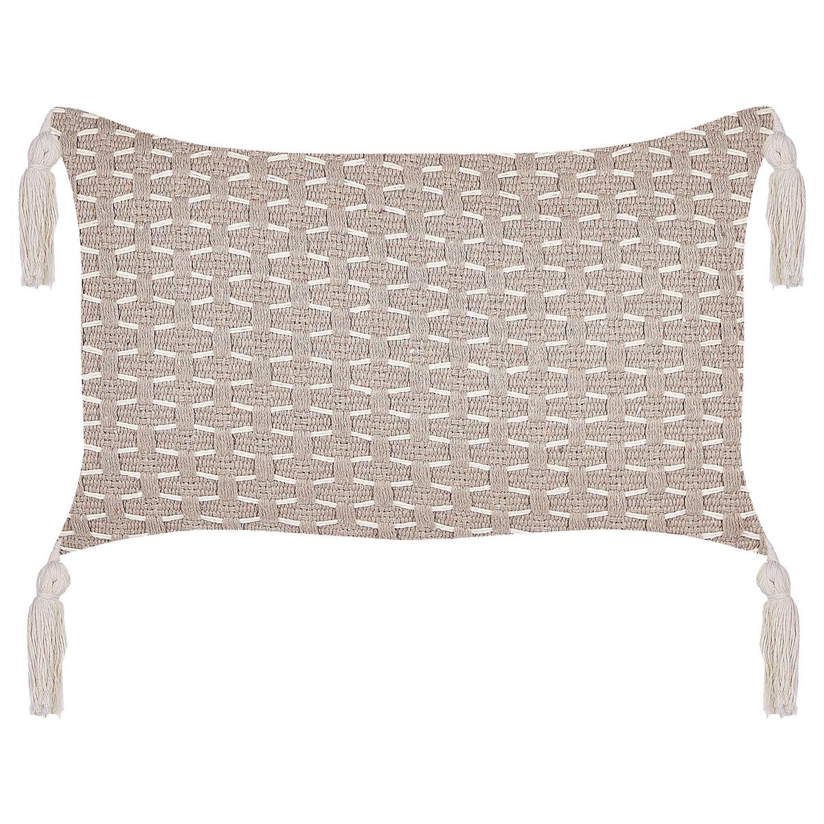 DEKOKISSEN 2er-Set Taupe 45/25 cm Hakone - Graubraun, Textil (45/25cm) - Beliani