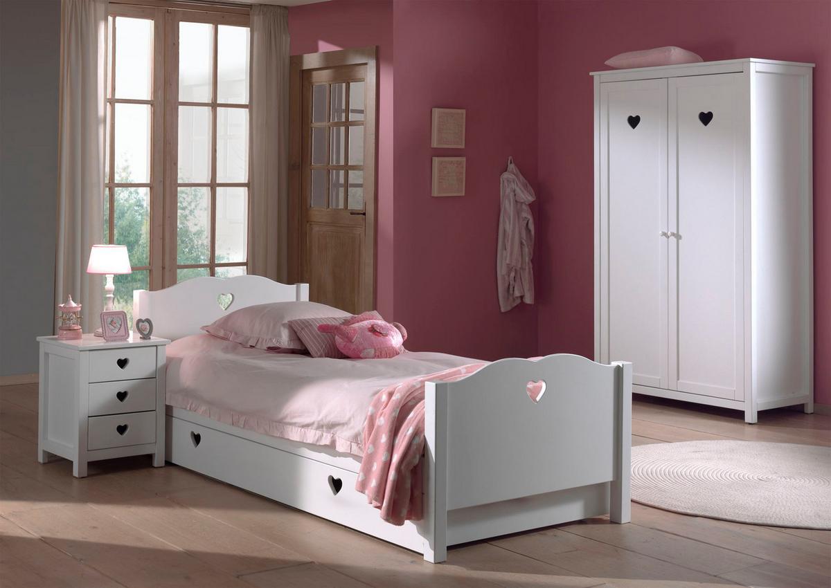 KINDERZIMMER Kamila 2 weiß aus MDF mit Bett, Schrank und Nachtkonsole - Weiß, Holzwerkstoff (310/1/110cm) - 58aufmkessel