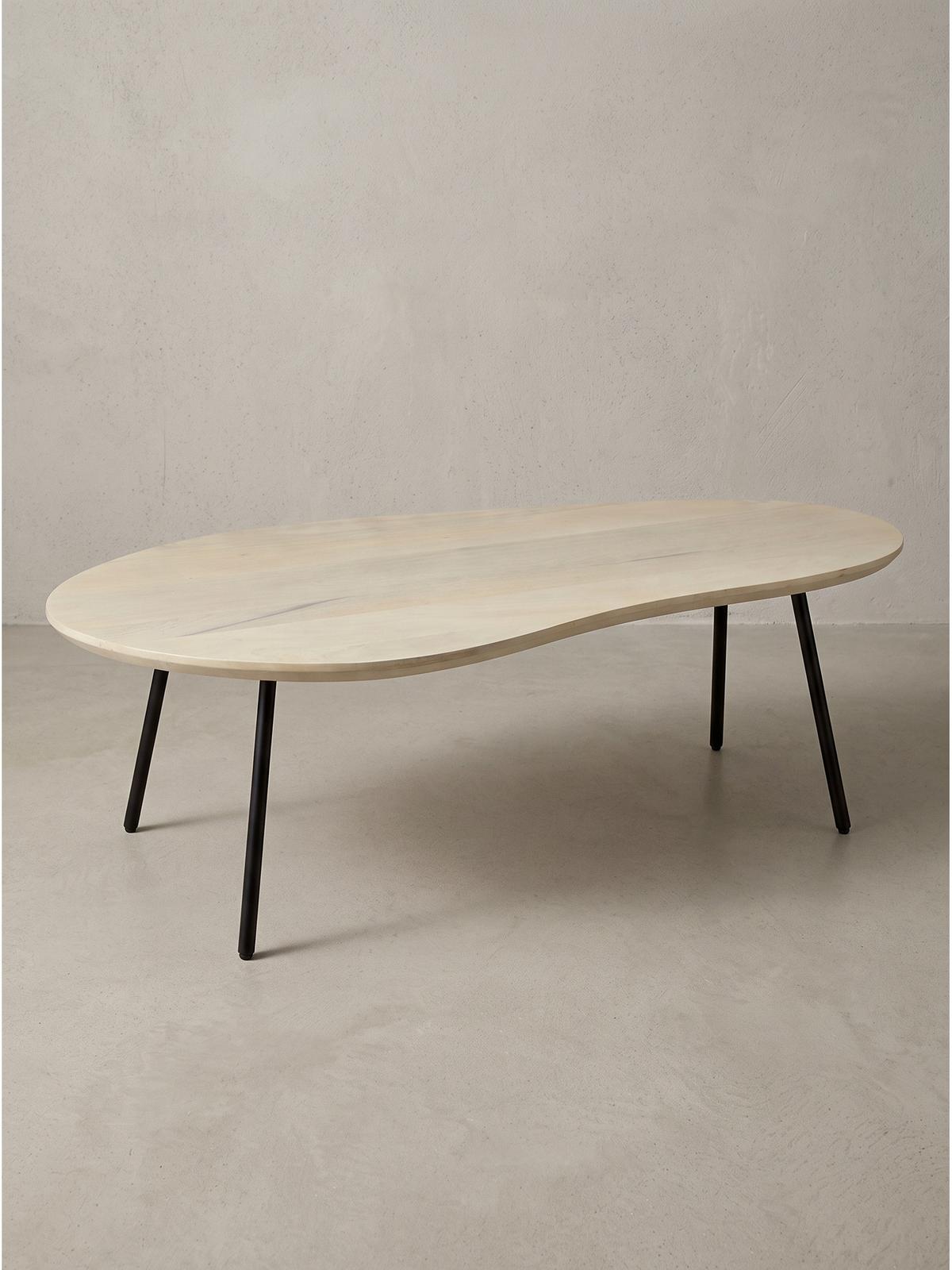 SOFATISCH CALABRIA, Mango Massivholz, in Nierenform, Weiß-Mango, 122 x 63 x 36 cm - Schwarz/Weiß, Holz/Metall (63/122/36cm) - KADIMA DESIGN