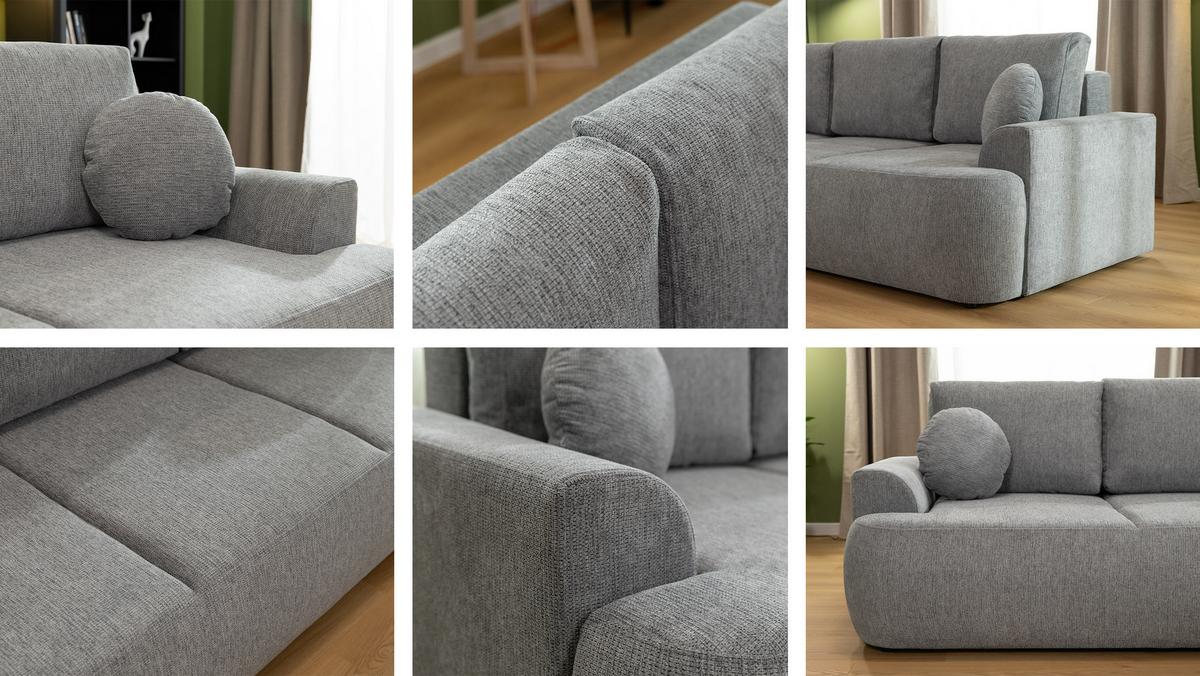 SCHLAFSOFA Velo - Schwarz/Grau, Holz/Kunststoff (248/94/110cm) - MIRJAN24