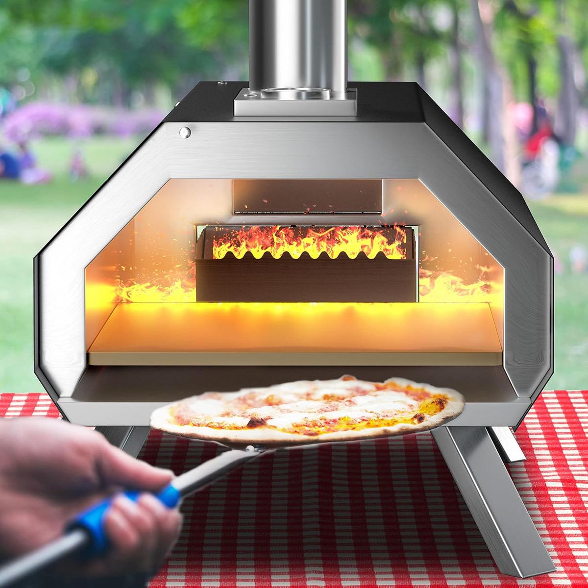 PIZZAOFEN Schwarz - Multicolor, Metall (51/83/38.5cm) - COSTWAY