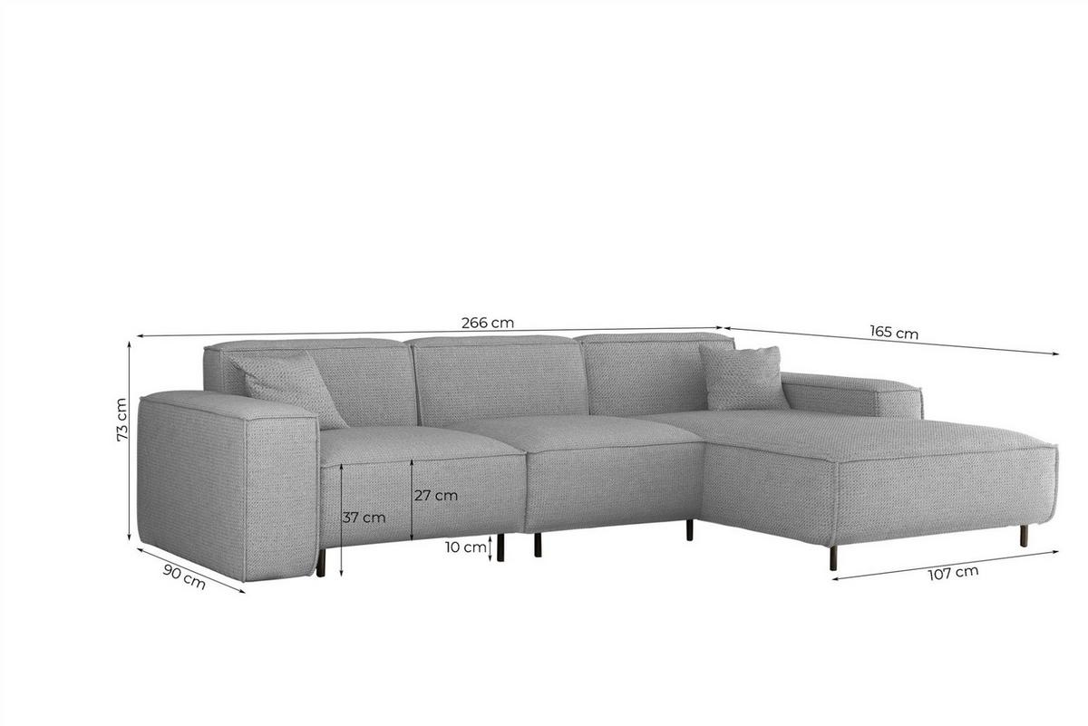ECKSOFA Gloria In Scala - Creme, Holzwerkstoff/Textil (165/266cm) - Fun Möbel