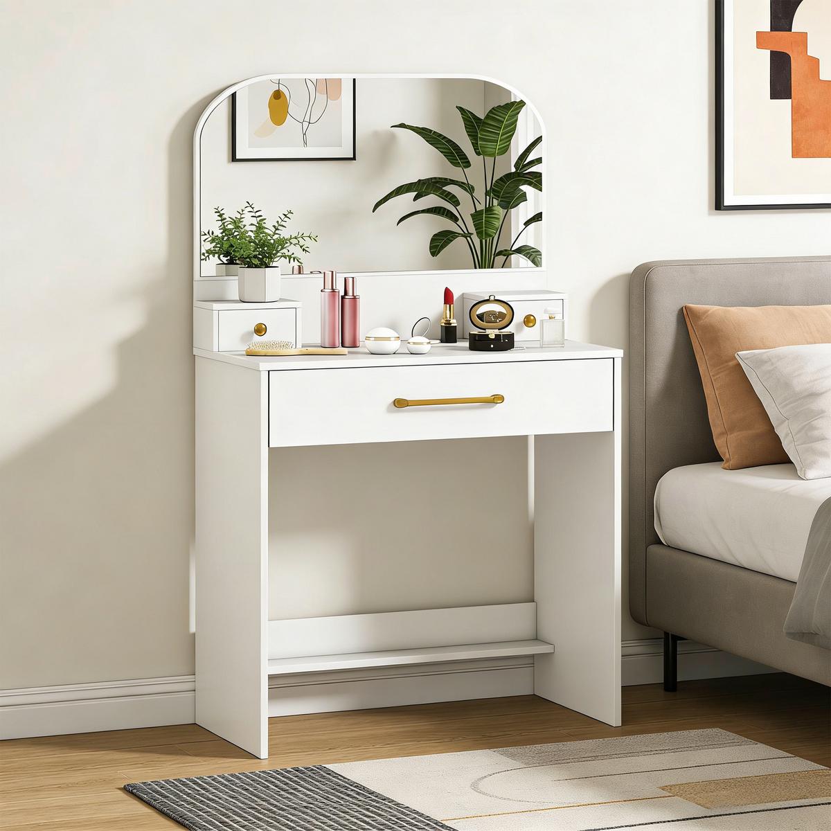 SCHMINKTISCH Spanplatte Weiß - Weiß, Holzwerkstoff (40/135/80cm) - HOMCOM
