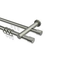 GARDINENSTANGE RUNDROHR-INNENLAUF Platon Santo 540 cm (geteilt in 3 x 180 cm), 2-läufig, 20 mm Ø Edelstahl-Optik - Edelstahlfarben, Metall (540cm) - INTERDECO