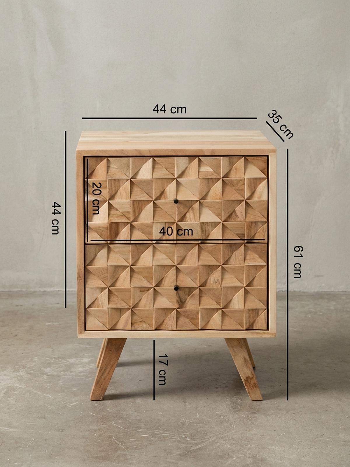 NACHTTISCH – Massivholz, 2 Schubladen, handgefertigt, moderner Landhausstil - Beige, Holz/Metall (44/61/35cm) - KADIMA DESIGN
