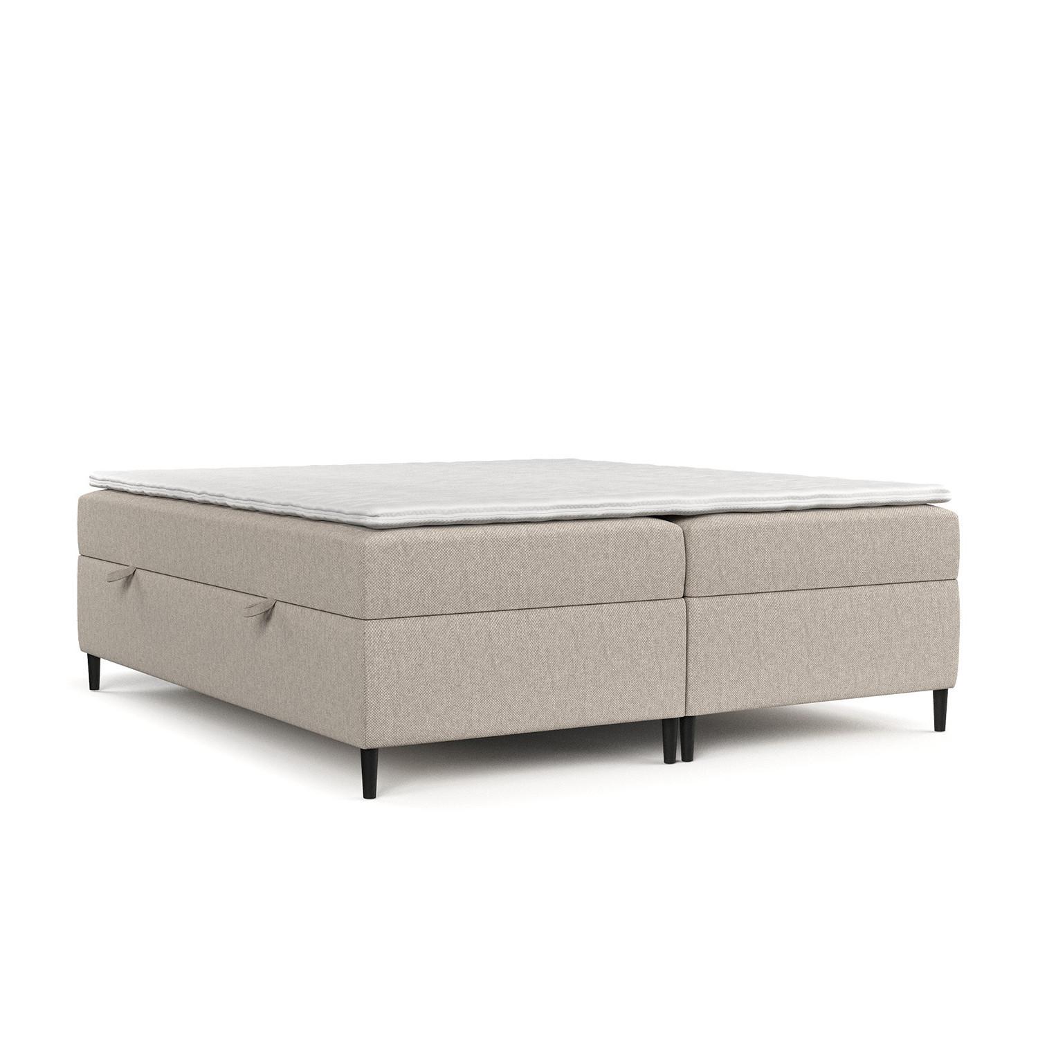 BOXBETT Theo 120/200 cm Hellbeige im Megan Stoff - Sandfarben/Schwarz, Holz/Holzwerkstoff (120/200cm) - AltaBeds