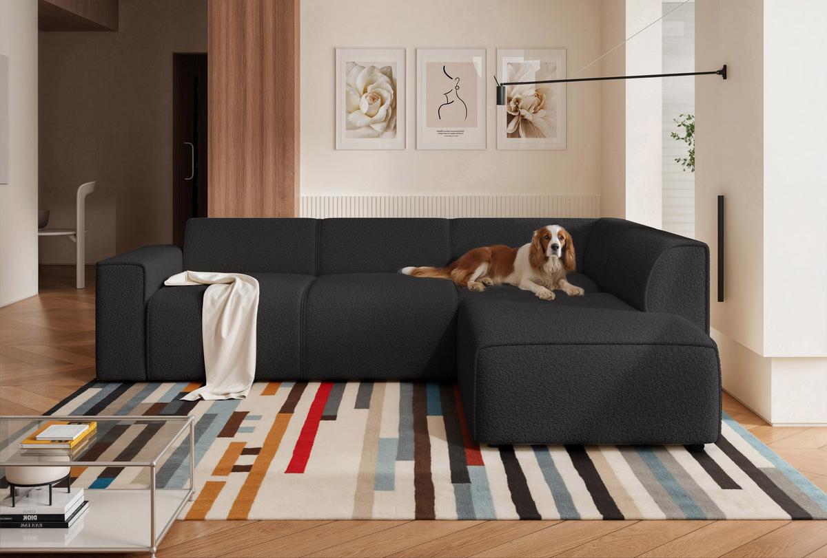 ECKSOFA ZAVO Rechts Feiner Mischstoff in Anthrazit - Anthrazit, Kunststoff/Textil (310/218cm) - Idohome