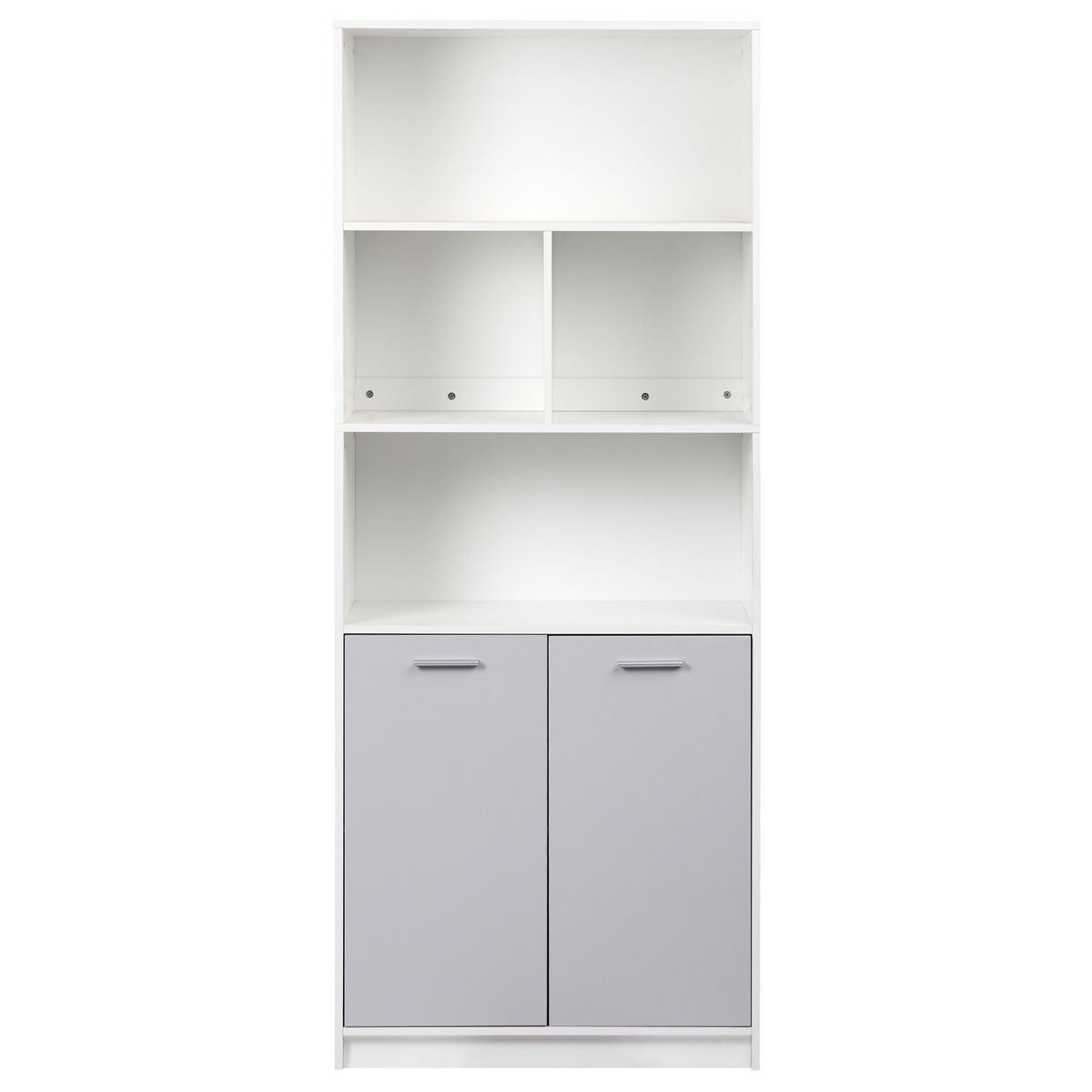 BÜCHERREGAL mit 2 Türen Grau/Weiß Zehna - Grau, Holzwerkstoff (80/197/40cm) - Beliani