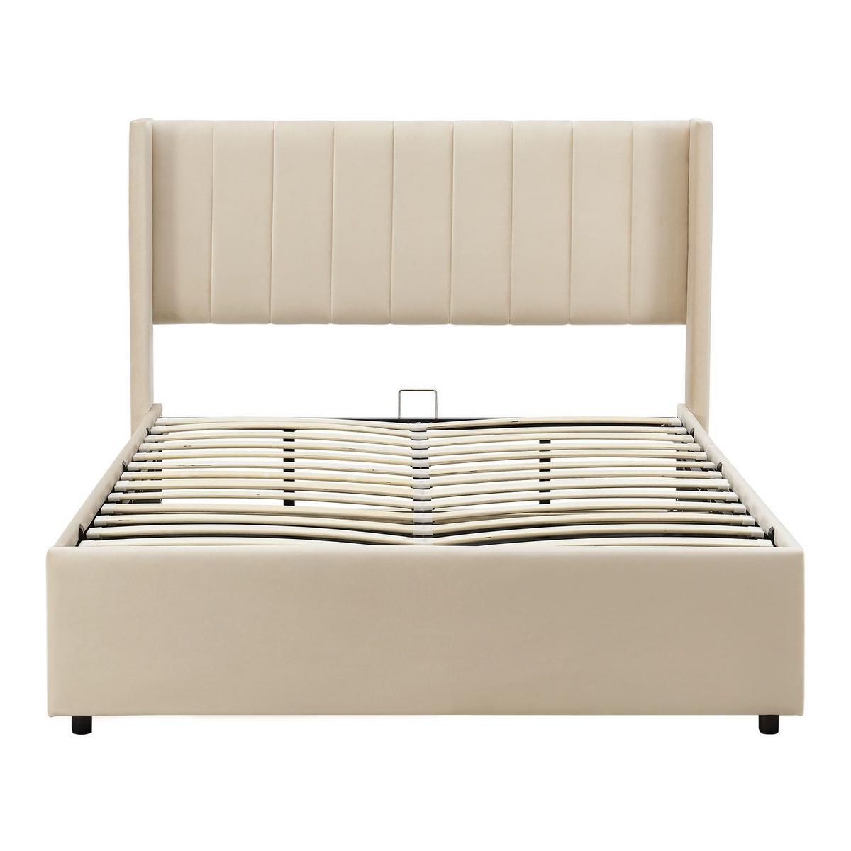 POLSTERBETT Savona beige 140 x 200 cm - Beige, Holzwerkstoff (140/200cm) - Juskys
