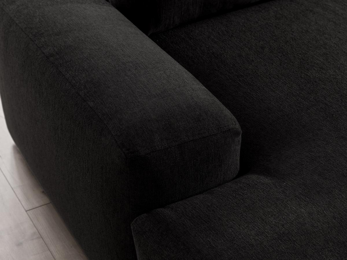 ECKSOFA Lennon aus Schwarz Strukturstoff mit Schlaffunktion und Bettkasten - Schwarz, Holz/Kunststoff (137/264cm) - S-Style