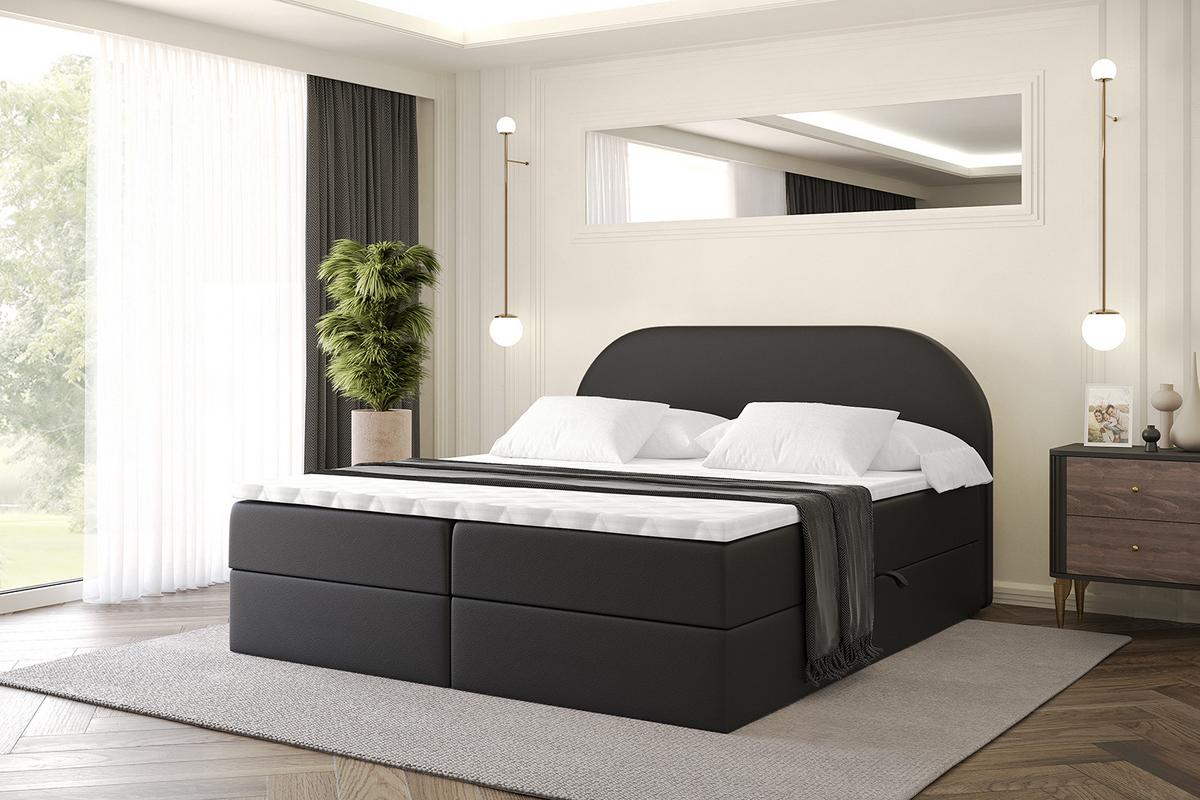 BOXBETT mit Matratze H4 und Lattenrost - NOX - 180x200 - Schwarz Kunstleder - Schwarz, Holzwerkstoff/Kunststoff (180/200cm) - ALTDECOR