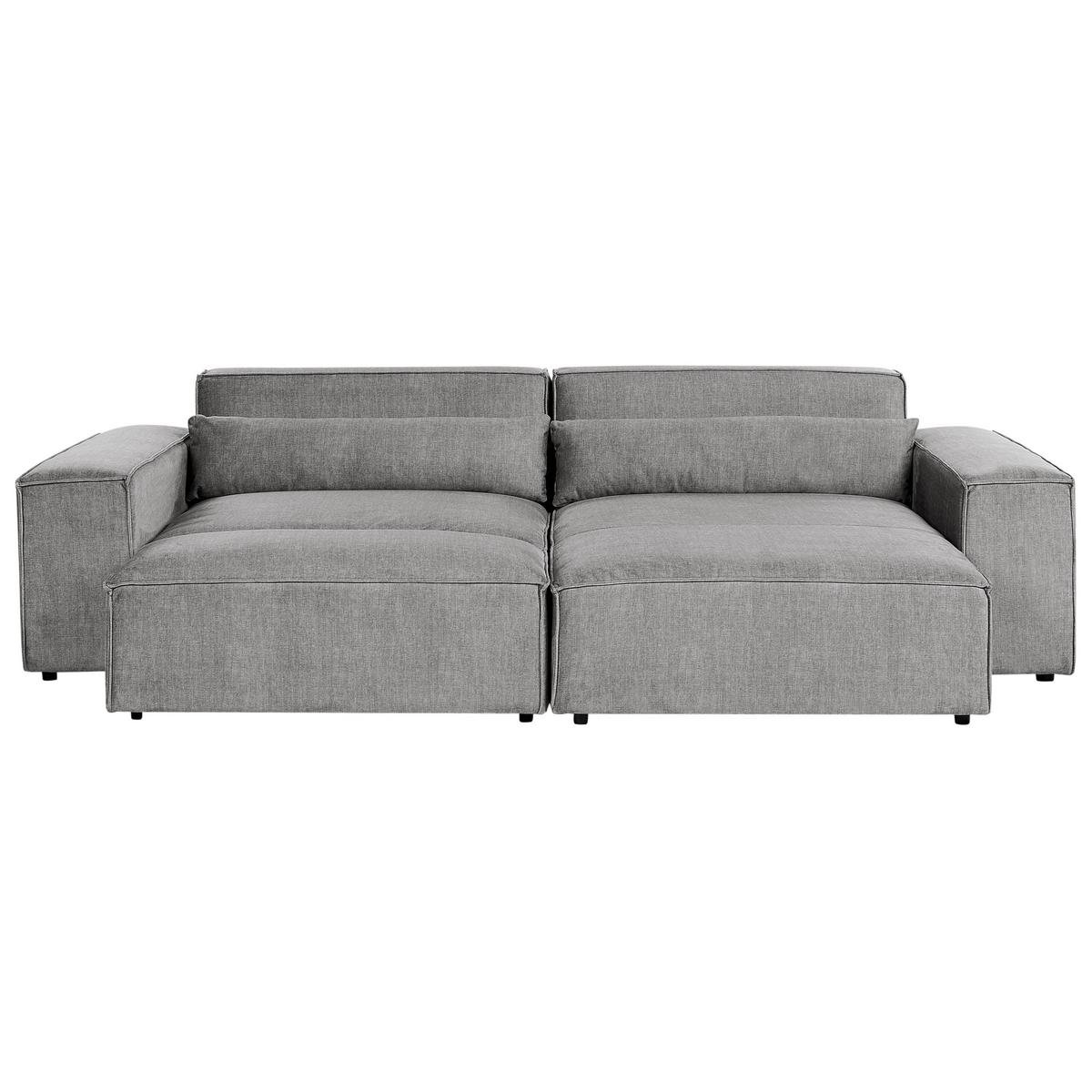 ECKSOFA Modul 3-Sitzer linksseitig Grau Stoff mit Ottomane Hellnar - Grau, Textil (262/176cm) - Beliani