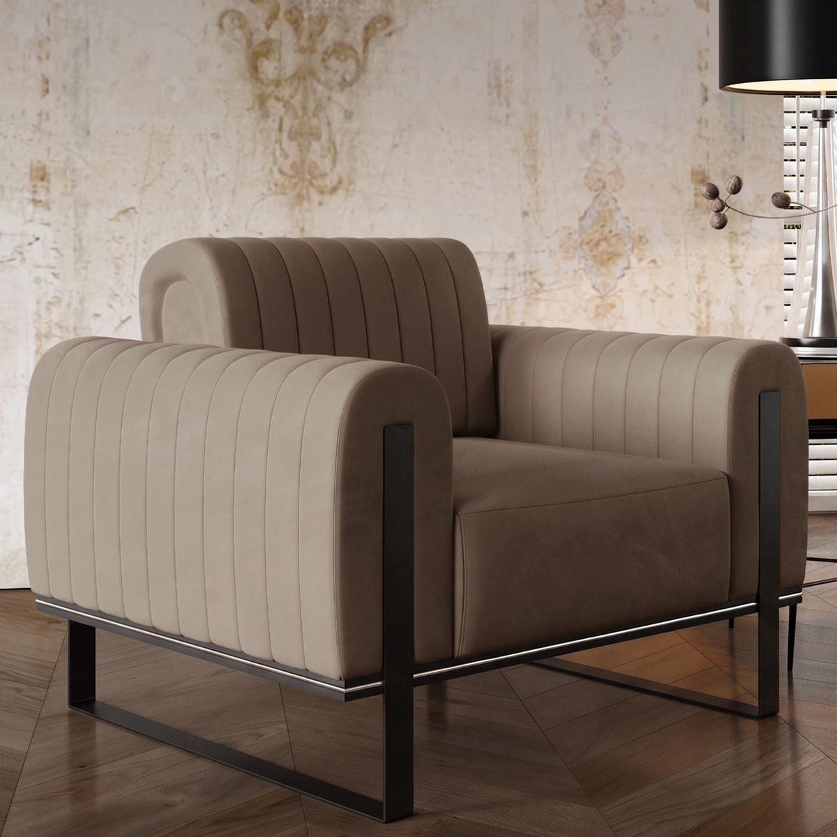 SESSEL Parissa 106 cm - Beige/Schwarz, Holz/Metall (106/79/92cm) - Selsey