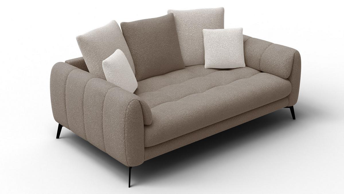 SOFA CALME 2,5-Sitzer, beige und écru - Beige/Schwarz, Holz/Textil (199/92/108cm) - Wozimo
