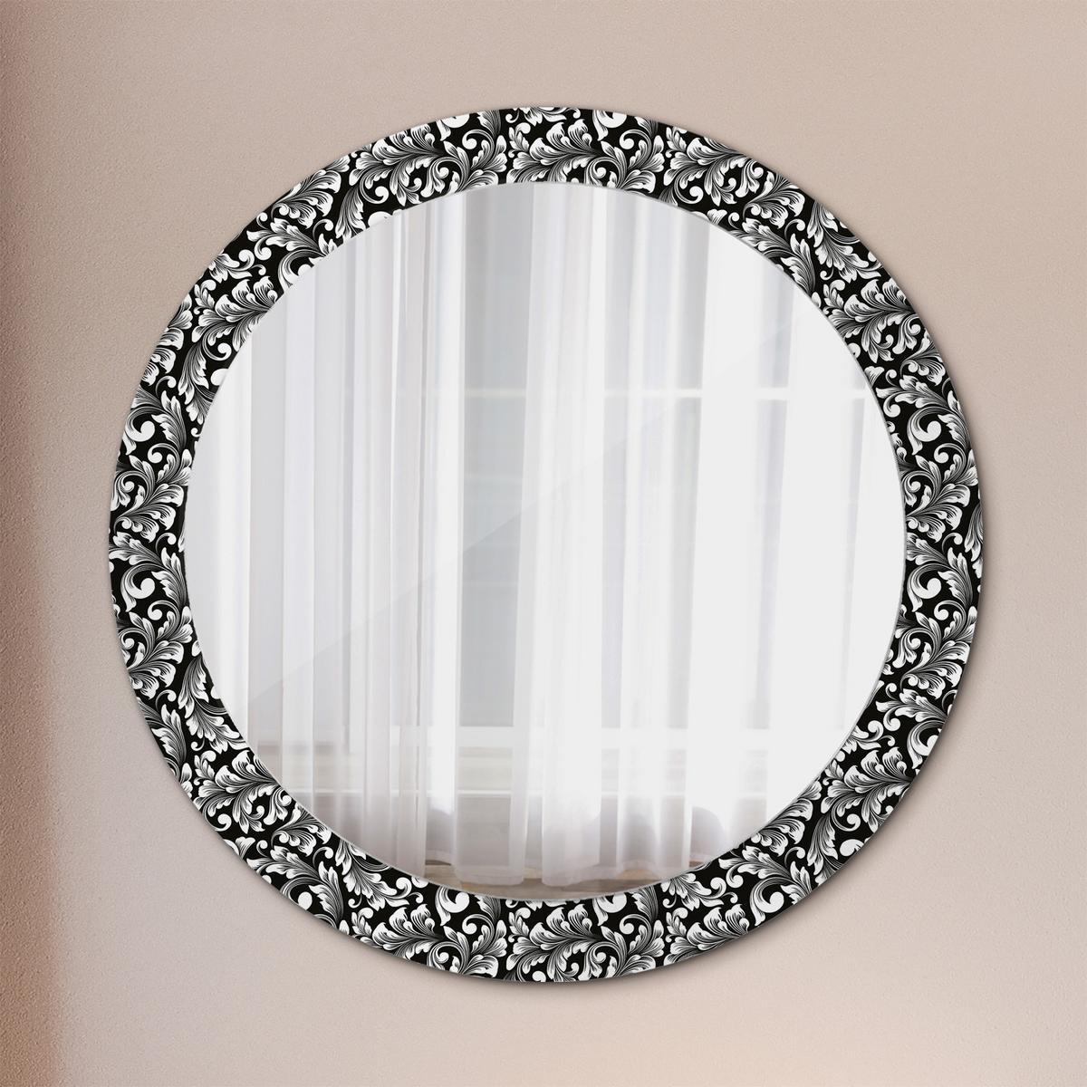SPIEGEL Rund Ø 80 cm mit Aufdruck - Schwarz/Weiß, Glas (80/80/0.4cm) - Wallfluent