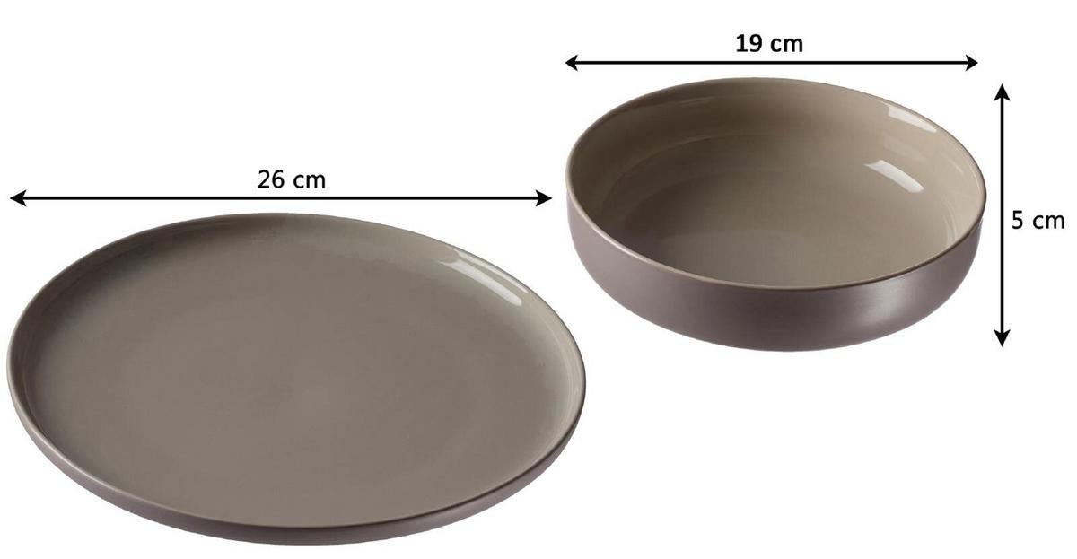 TAFELSERVICE Jasper taupe 8-tlg. - Taupe, Keramik (2/2/2cm) - Ritzenhoff Breker