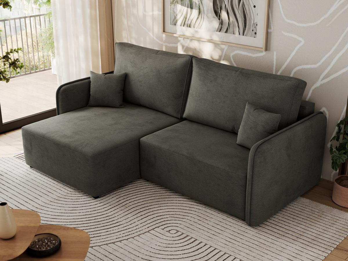ECKSCHLAFSOFA MESTO L Dunkelgrau Velvet - links - Dunkelgrau/Schwarz, Kunststoff/Textil (227/147cm) - MKS