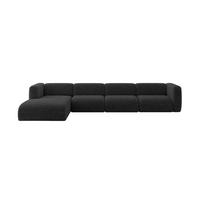 ECKSOFA Ottomane Links MIRA-L3 409x179x70 Schwarz Velours - Schwarz, Holzwerkstoff/Kunststoff (409/179cm) - ALTDECOR
