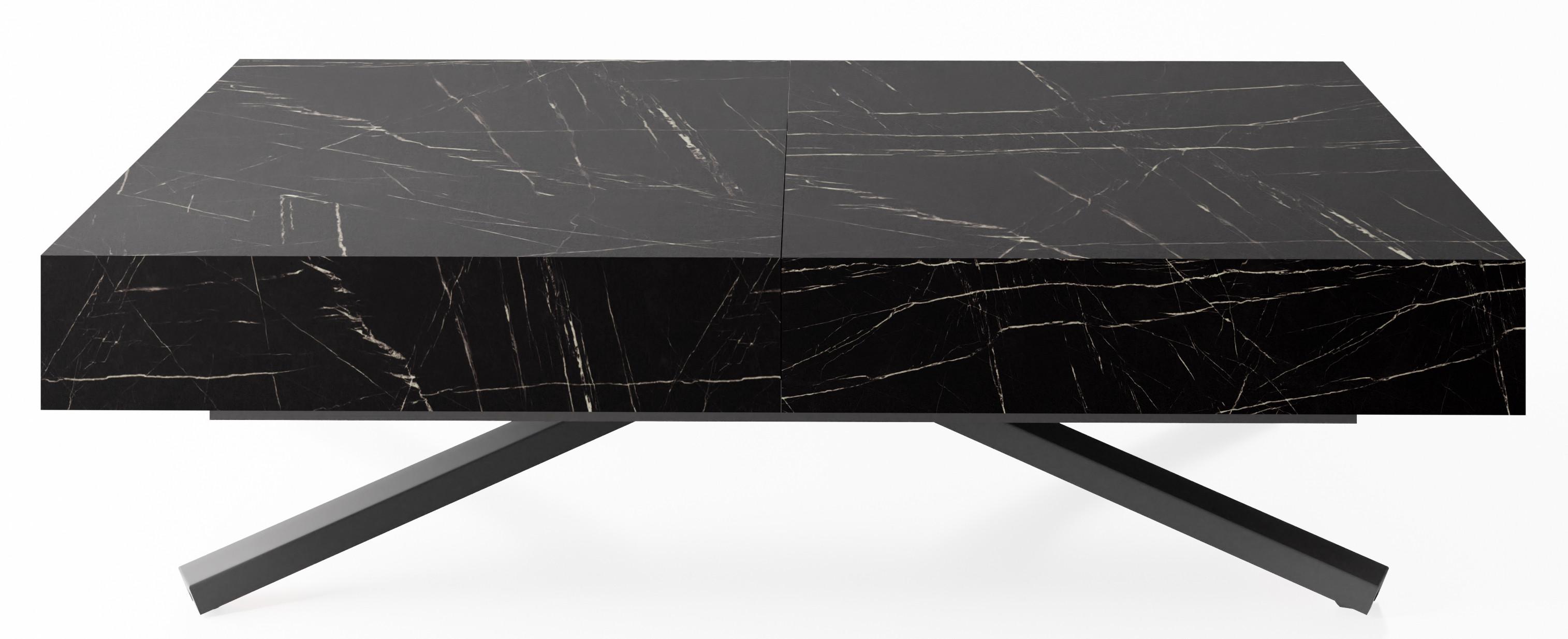 COUCHTISCH Cavetta X höhenverstellbar ausziehbar, Marmor Schwarz 120-200/80/27-76 cm - Anthrazit/Schwarz, Holzwerkstoff/Metall (80/120/76cm) - WFL GROUP