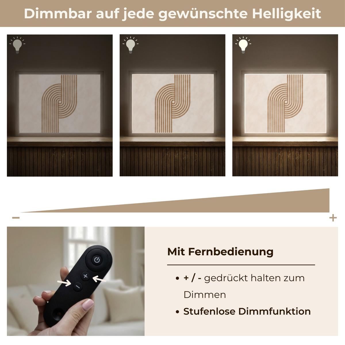WANDLEUCHTE MIT AKKU Symmetrische Biegung - kupferfarbig 40x30 cm - Beige, Holzwerkstoff (40/30/8cm) - OnlyWow