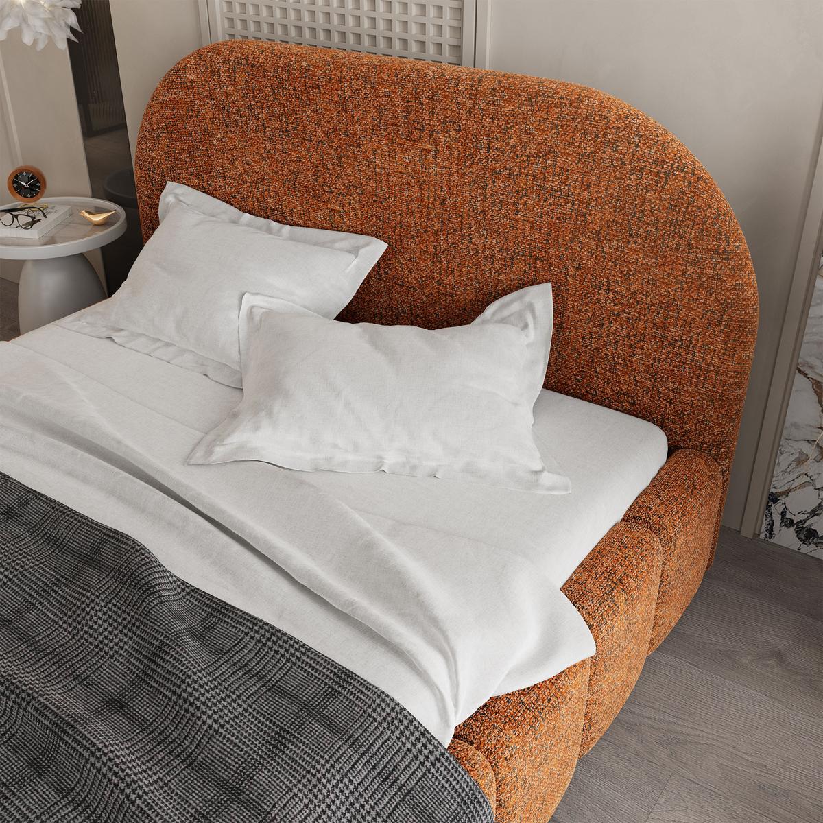 POLSTERBETT FLUSSO 140x200 cm mit Bettkästen - Orange - Orange, Holz (140/200cm) - MASSENO