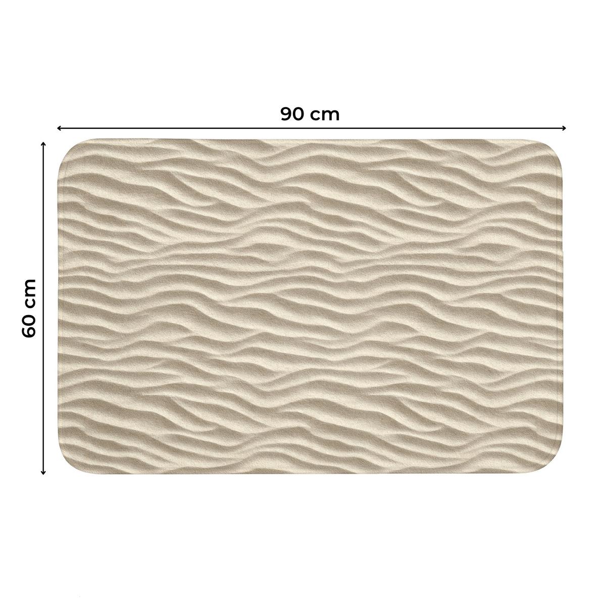 WC-VORLEGER Sand - Wellen - Beige Toilettenteppich 90x60 cm - Beige, Textil (90/1cm) - OnlyWow
