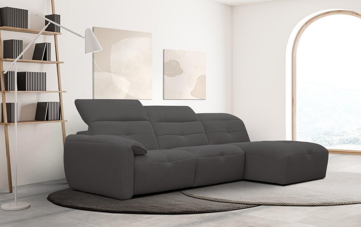 ECKSOFA TRENTO 4-Sitzer, dunkelgrau - Dunkelgrau/Schwarz, Holzwerkstoff/Kunststoff (262/165cm) - Wozimo