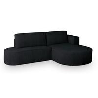 ECKSOFA CORTIO P R-S Schwarz Kordstoff mit Schlaffunktion - Schwarz, Holz (265/174cm) - MASSENO