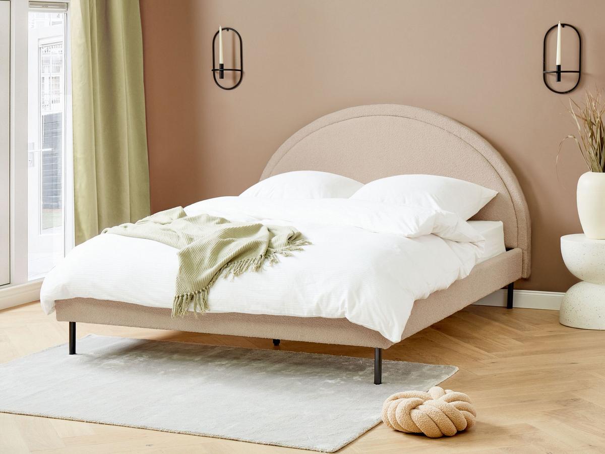 POLSTERBETT 160/200cm Beige Margut - Beige, Textil (160/200cm) - Beliani