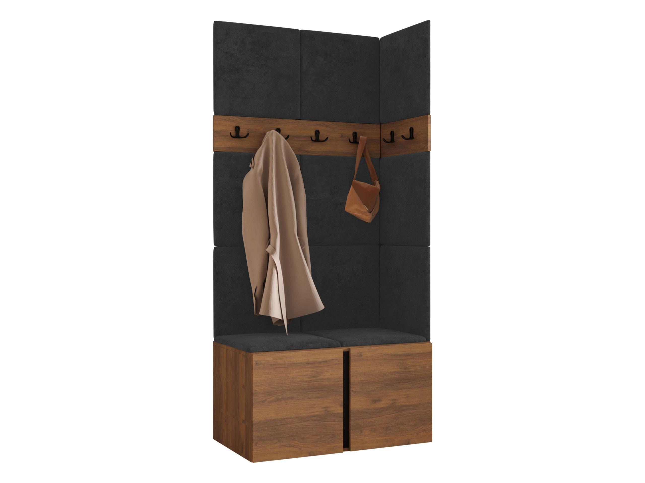 GARDEROBEN-SET Orion I - Anthrazit/Nussbaumfarben, Holzwerkstoff/Kunststoff (84/186/46cm) - MIRJAN24