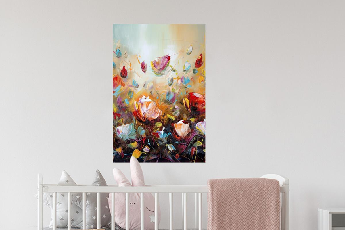 WANDTATTOO Blumen - Kunst - Natur - Ölgemälde Wandbild 40x60 cm - Multicolor, Kunststoff (40/60/0.1cm) - MuchoWow