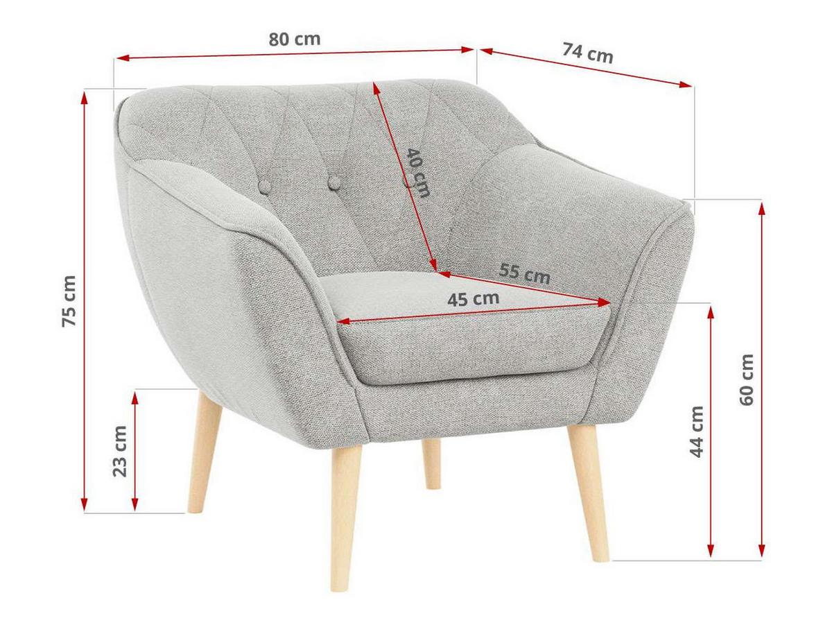 SESSEL Pirs 1 Sitzer Strukture Hellgrau - Hellgrau/Braun, Holz/Textil (80/75/74cm) - MKS