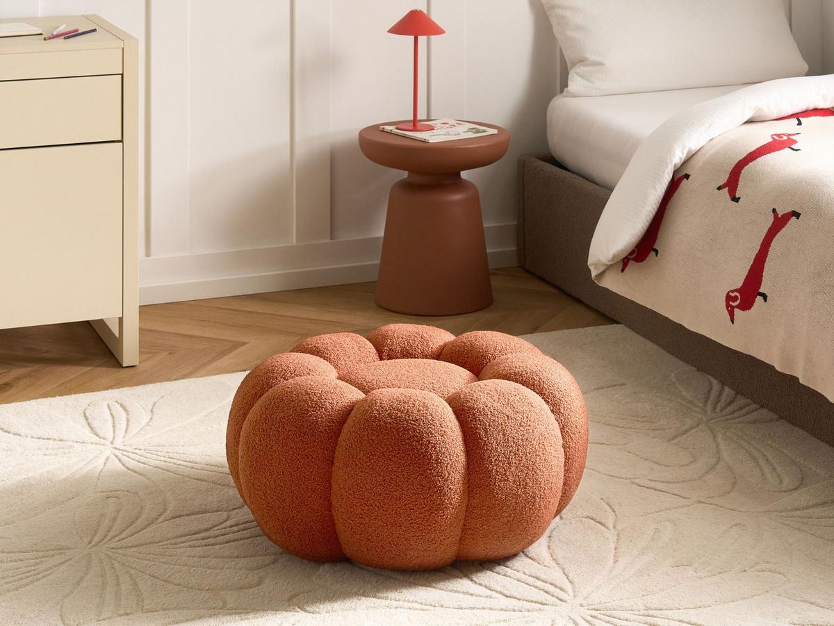 POUF Bouclé Braun Beaufort - Hellbraun, Textil (60/27/60cm) - Beliani