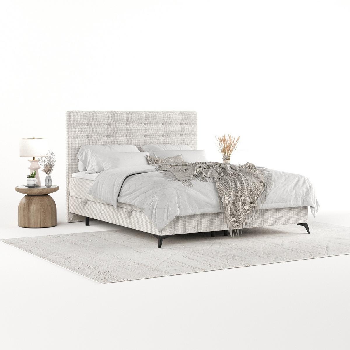 BOXBETT Niro 140/200 cm Creme im Bonita Stoff - Creme/Schwarz, Holz/Holzwerkstoff (140/200cm) - AltaBeds