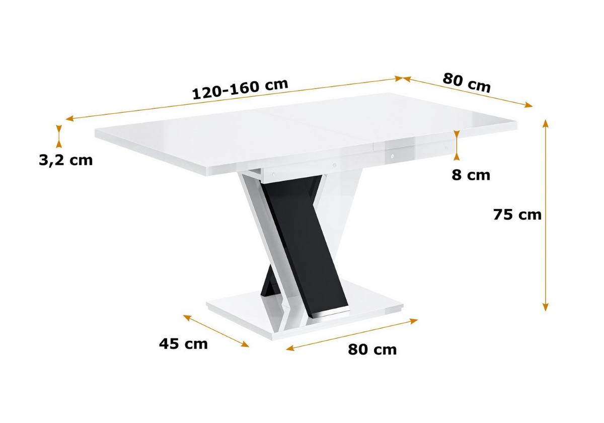 ESSTISCH ausziehbar 120 -160x80x75 cm - Weiß / Betonoptik - ASIV - Hellgrau, Holzwerkstoff (120/80/75cm) - ALTDECOR