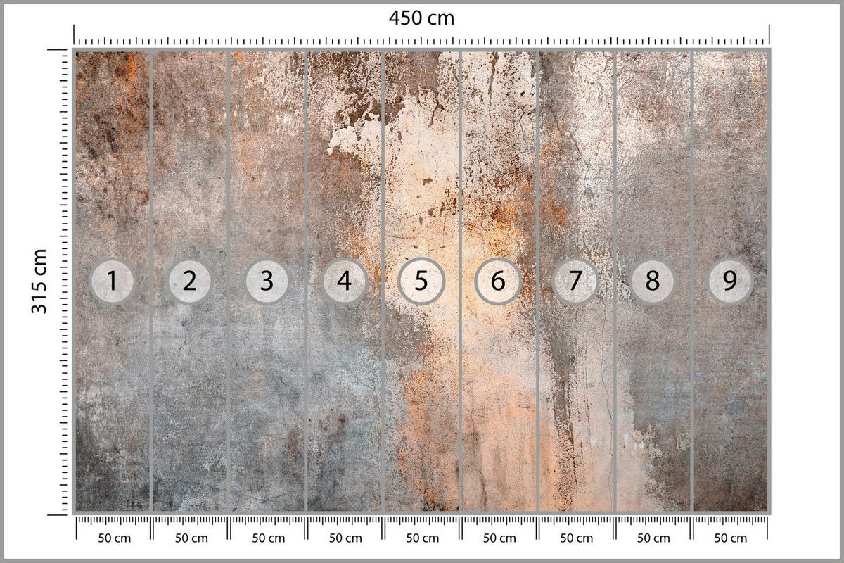 FOTOTAPETE für Wohnzimmer Beton Abstraktion 450x315 - Beige/Orange, Papier (450/315cm) - Muralo