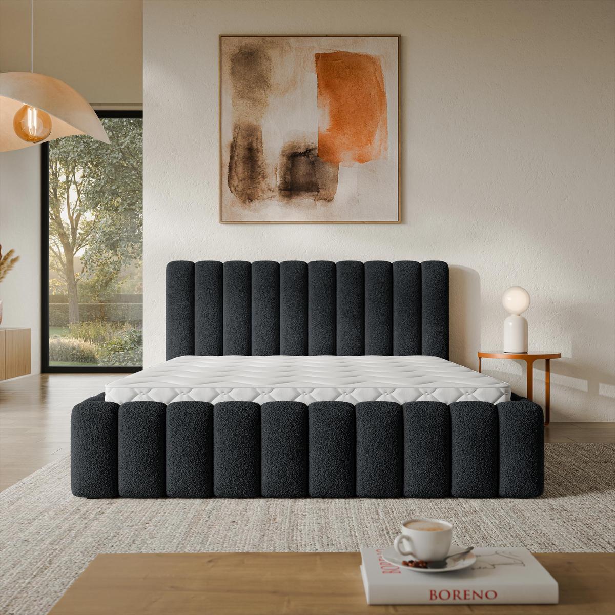 POLSTERBETT TEBA 200x200 cm mit Bettkästen - Schwarz - Schwarz, Holz (200/200cm) - MASSENO