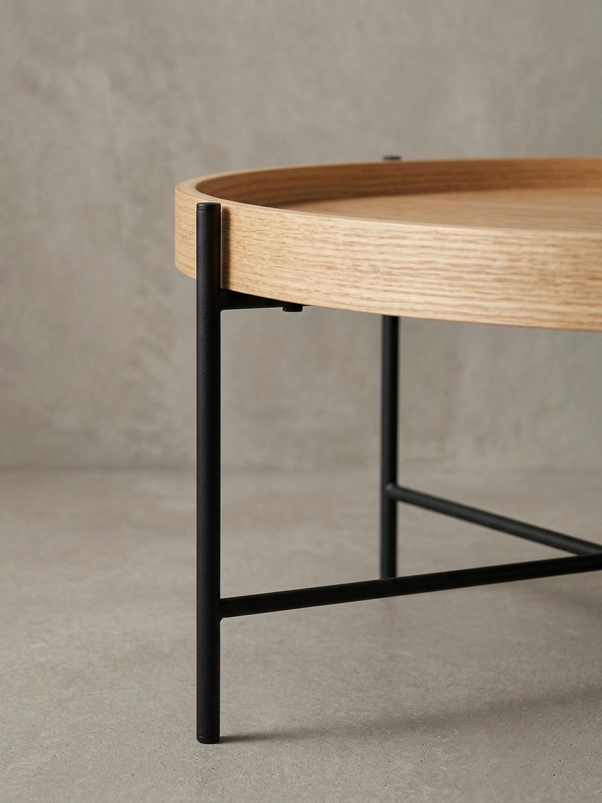 COUCHTISCH Eichenholz Furnier mit stabilem Metallgestell, Modernes zeitloses Design - Schwarz/Braun, Holz/Metall (78/78/40cm) - KADIMA DESIGN