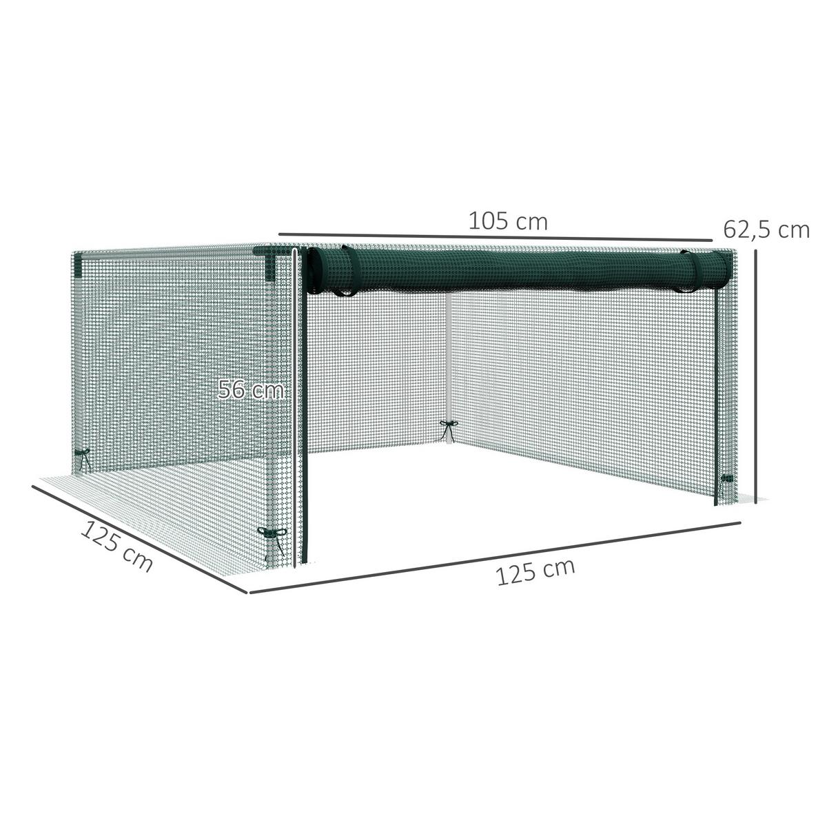 PFLANZENSCHUTZZELT mit Reißverschlusstür, für Garten, Balkon, Stahl, Grün - Grün, Metall (125/62.5/125cm) - Outsunny