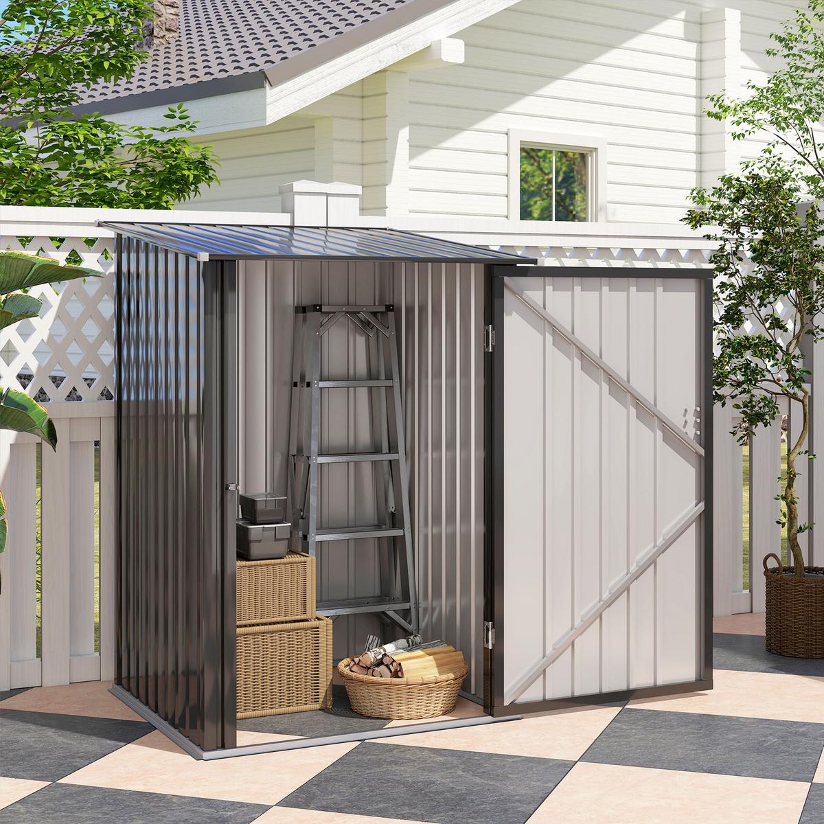 GERÄTEHAUS mit Pultdach 1 x 1 m Metall Gartenhaus 0,92m² verzinkter Stahl Grau - Dunkelgrau, Metall (103/160/100cm) - Outsunny
