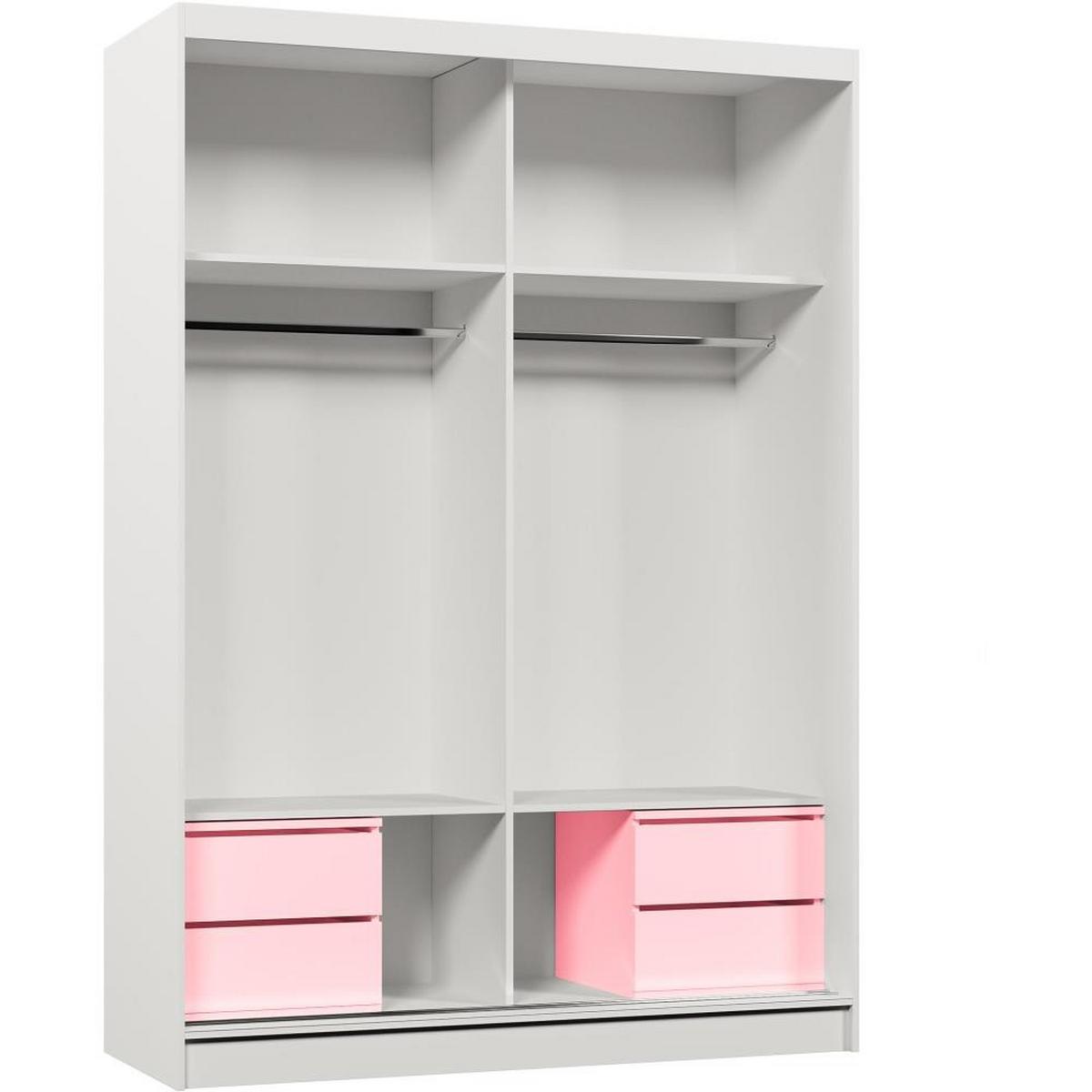 SCHWEBETÜRENSCHRANK Viva 150/216/61 graphit mit Lacobel-Glas und Schubladeneinsätze - Graphitfarben, Holzwerkstoff (150/216/61cm) - Beautysofa