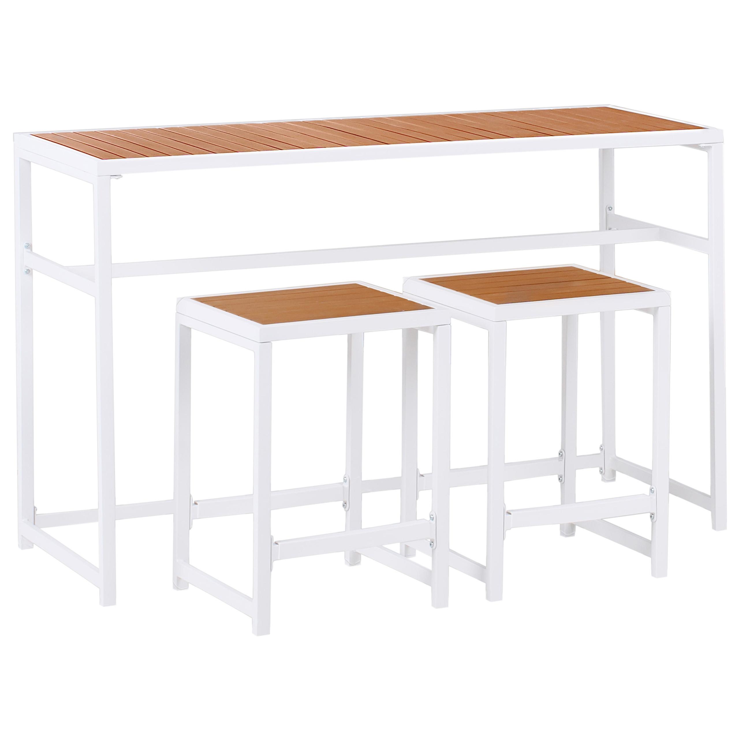 GARTENBAR Set 2-Sitzer AVETRANA Braun/Weiß Metall - Weiß, Metall - Beliani