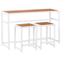 GARTENBAR Set 2-Sitzer AVETRANA Braun/Weiß Metall - Weiß, Metall - Beliani