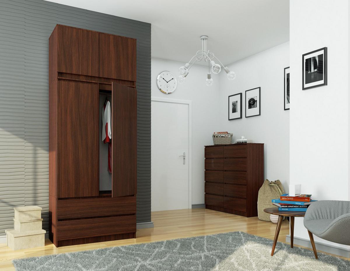 KLEIDERSCHRANK Dunkelbraun 234/90/51 - Dunkelbraun, Holzwerkstoff (90/234/51cm) - RAUMHIRSCH FURNITURE